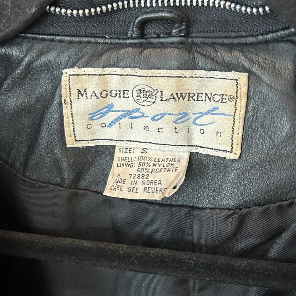 Vintage 80s‎ Black Leather Coat Full Length Maggie Lawrence Size Small Trench